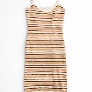 Olive + Oak Striped Crochet Knit Midi Dress Size M